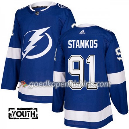 Tampa Bay Lightning Steven Stamkos 91 Adidas 2017-2018 Blauw Authentic Shirt - Kinderen